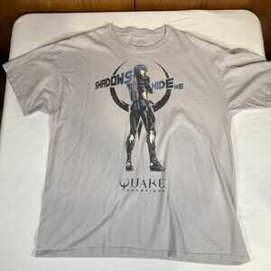 Quake Champions Shadows Hide Me Made in USA T-Shirt Men's XL Gray 100% Cotton